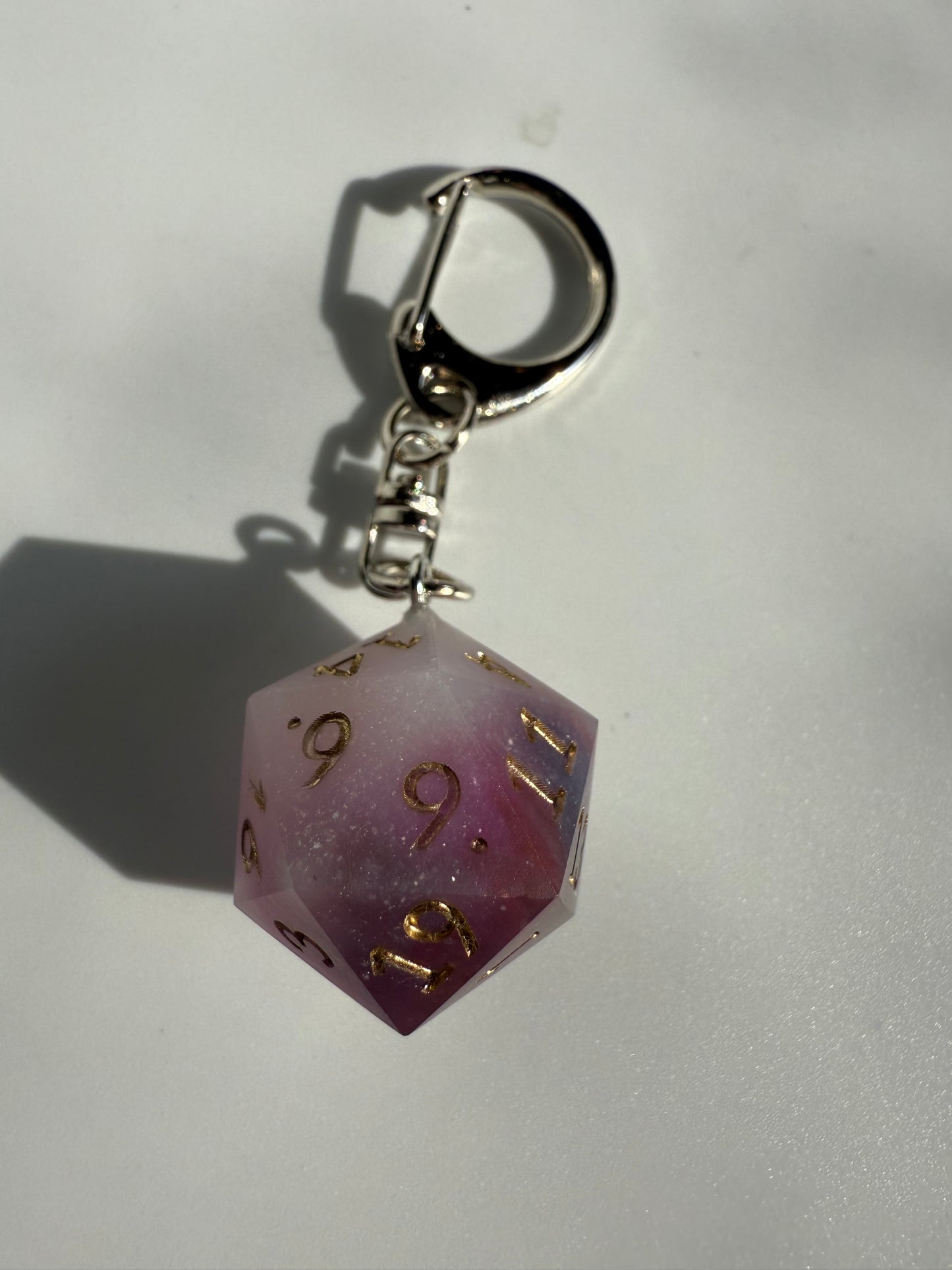 Cloudy Rainbow D20 Keychain (Matte Finish)
