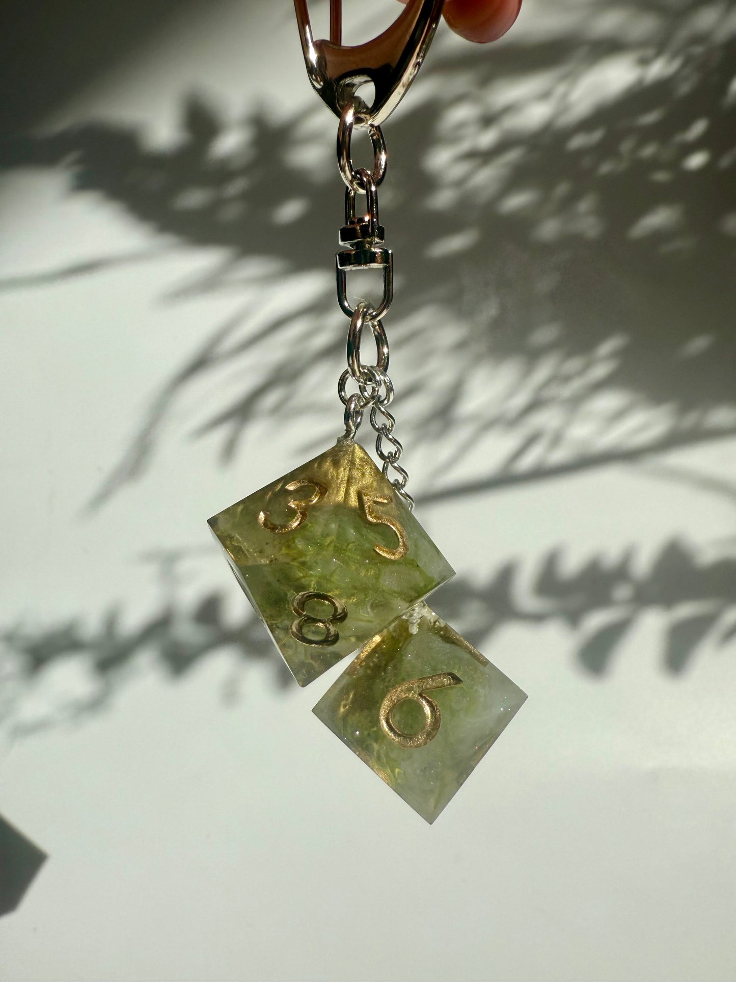 Mossy Gold D6/D10 Keychain