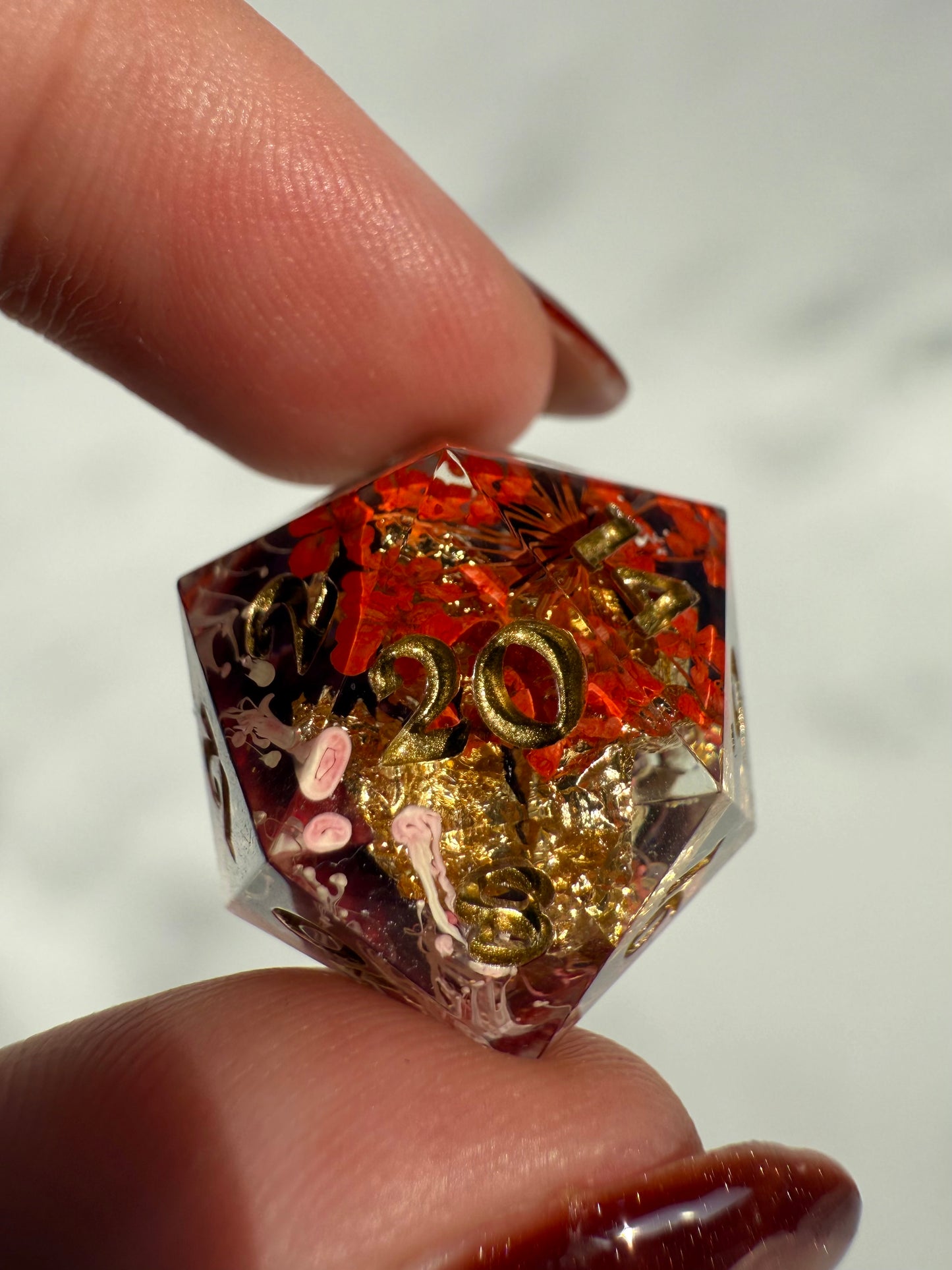 Red Floral Single D20