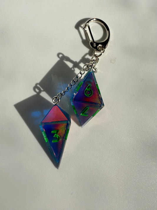 Blue Holo D8/D4 Keychain
