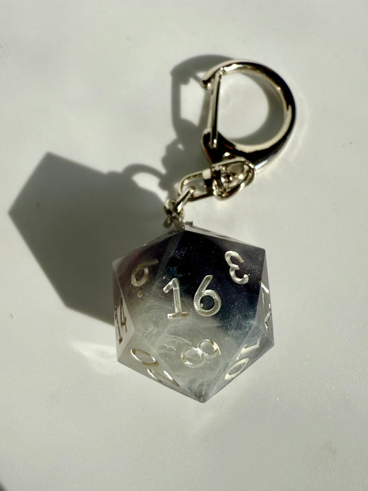 Cloudy Galaxy D20 Keychain