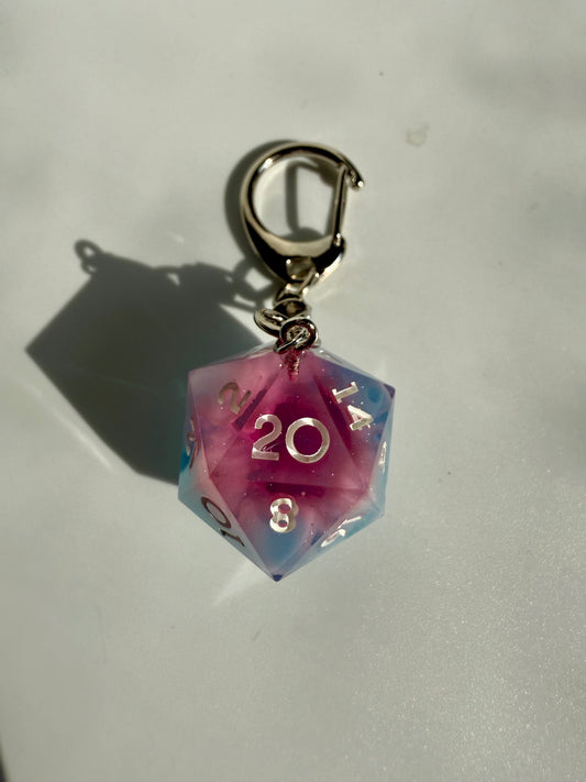 Cotton Candy D20 Keychain