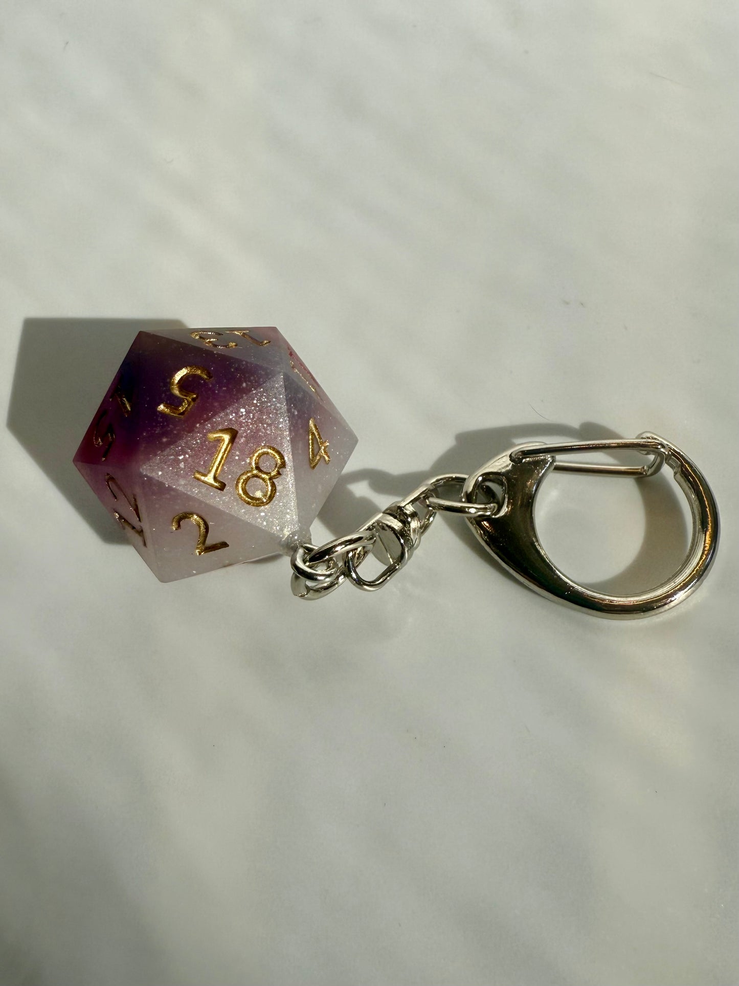 Cloudy Rainbow D20 Keychain (Matte Finish)
