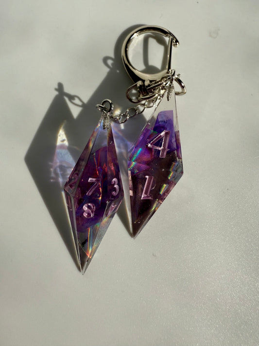 Purple Galaxy D8/D12 Shard Keychain